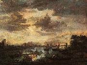 Aert van der Neer River Scene with Fishermen oil painting on canvas